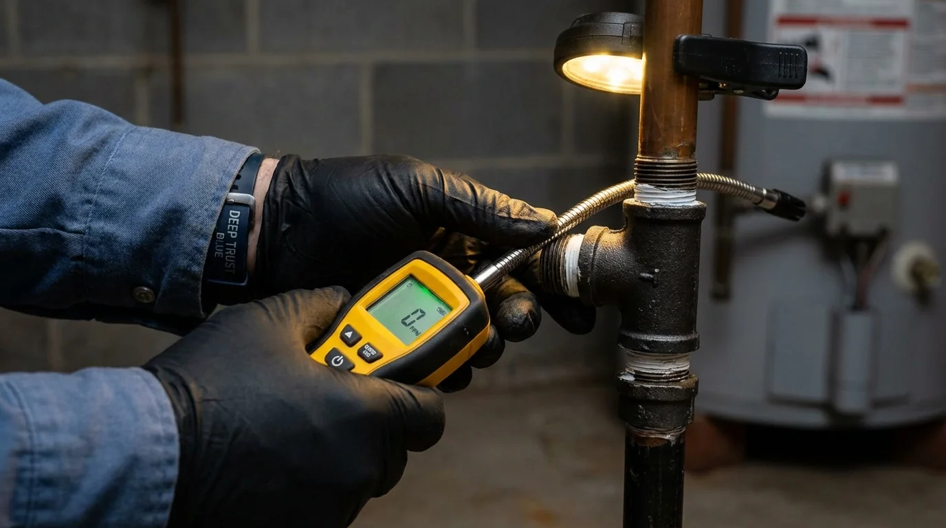 Gas leak detection with electronic sniffer by Johns Plumbing LLC in Big Stone Gap