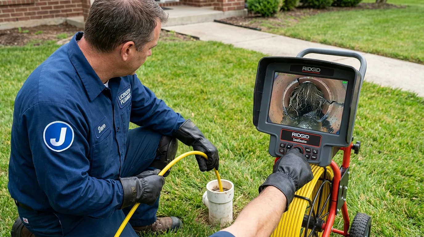 Sewer camera inspection being performed by Johns Plumbing LLC in Big Stone Gap