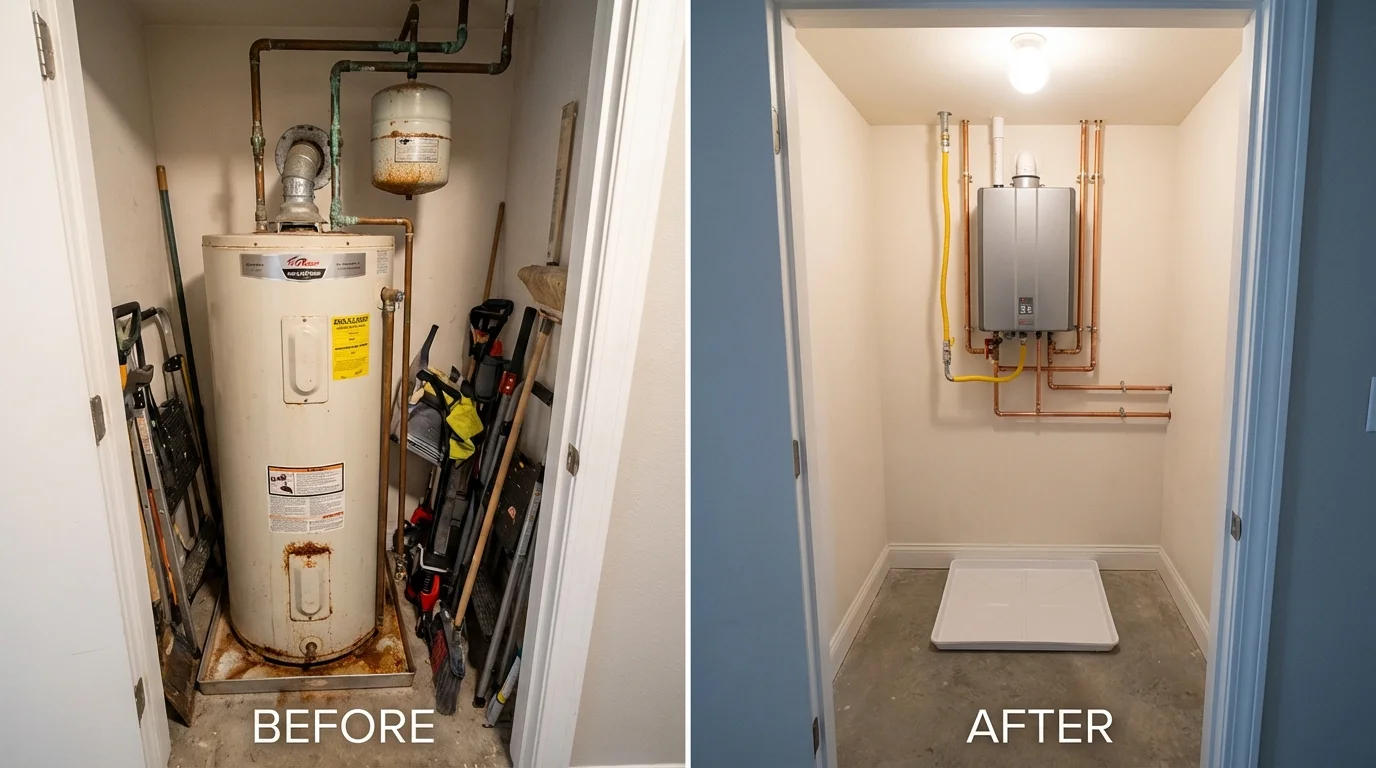 Tank water heater versus wall-mounted tankless unit comparison for Big Stone Gap, VA homeowners